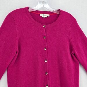 Boden Women Medium 100% Cashmere Cardigan Sweater Magenta Pink Button Front
